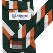 Striped Shantung Silk Tie White Rust Hand Rolled