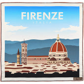Firenze Travel Poster Silk Pocket Square - Duomo - 40x40cm