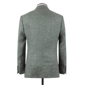 Single Breasted Notch Lapel Jacket In Green Summer Hopsack