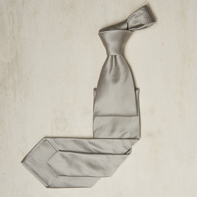 Mini Spots Silk Woven Tie In Natural