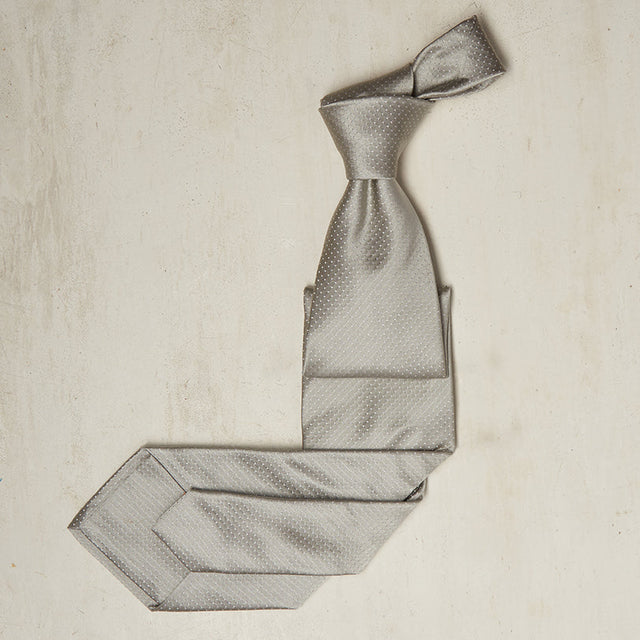 Mini Spots Silk Woven Tie In Natural
