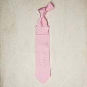 Floral Silk Woven Tie In Light Pink