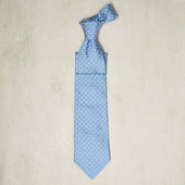 Floral Silk Woven Tie In Light Blue