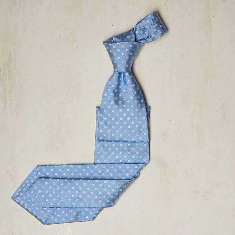 Floral Silk Woven Tie In Light Blue