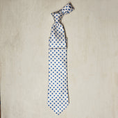 Small Floral Print Tie In Off White