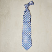 Geometric Print Tie In Off White