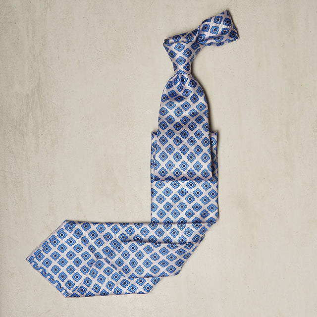 Geometric Print Tie In Off White