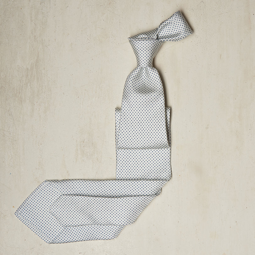 Mini Spot Printed Tie In Off White