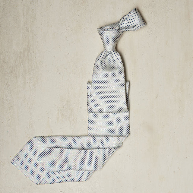 Mini Spot Printed Tie in Off White