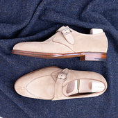 Single Buckle Monk With Hand Stitched Apron In Beige Sand