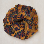 Soft Woollen Printed Scarf In Yellow