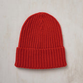 Ribbed Cashmere Knitted Hat In Red