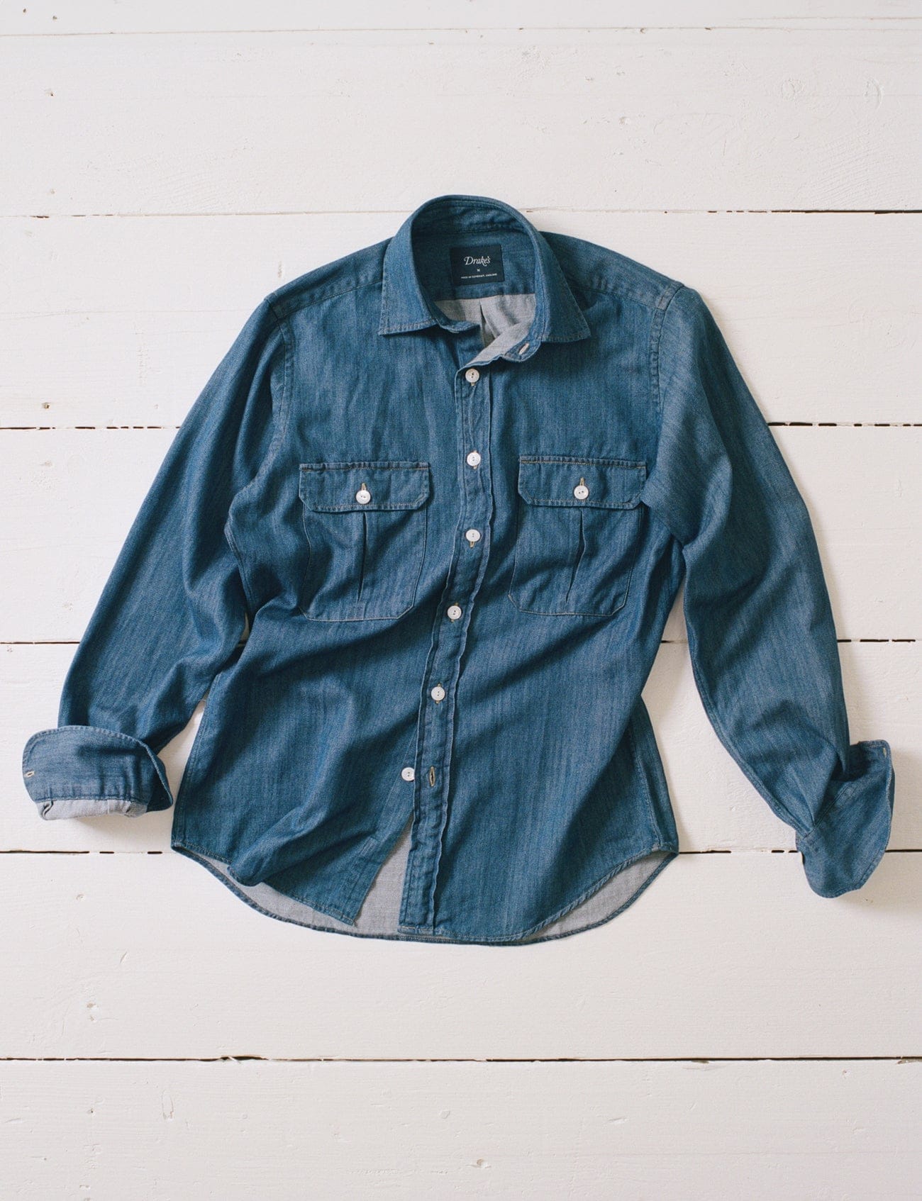 Washed Cotton Two Pocket Work Shirt