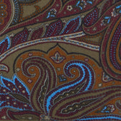 Printed Paisley Pocket Square In Olive