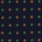 Floral Printed Bespoke Silk Tie - Navy