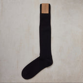 Long Ribbed Woollen Socks In Black