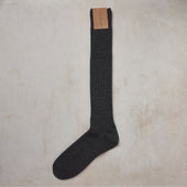 Long Ribbed Woollen Socks In Charcoal