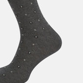 Grey Patterned Mid Length Socks