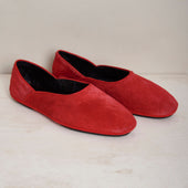 George Cortina For Anderson Sheppard Plain Pony Hair Slippers In Dark Red
