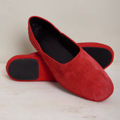 George Cortina For Anderson Sheppard Plain Pony Hair Slippers In Dark Red