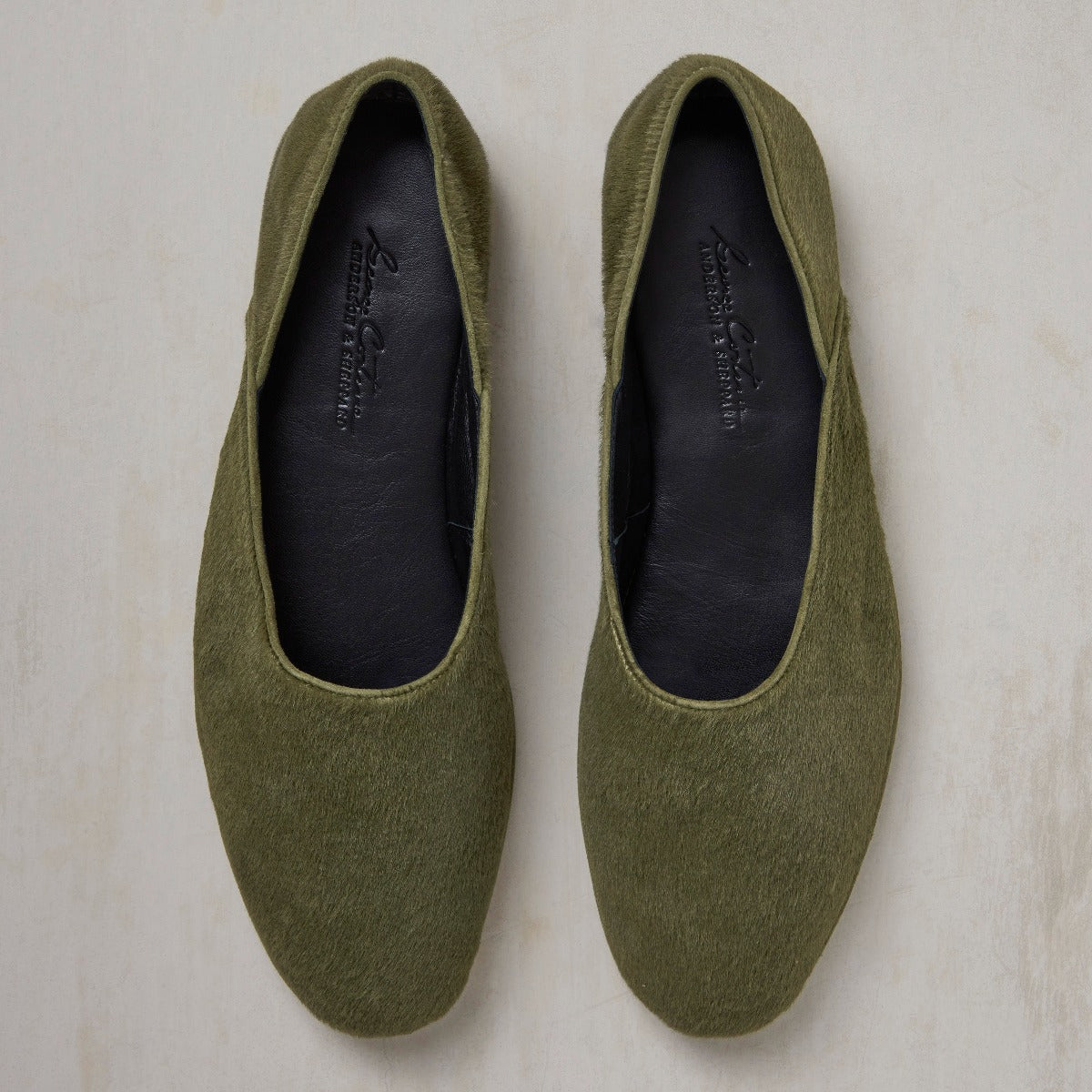 George Cortina For Anderson Sheppard Plain Pony Hair Slippers In