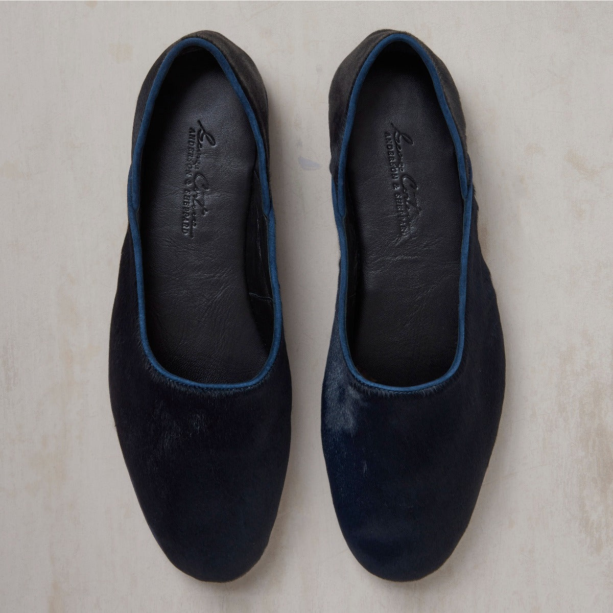 George Cortina For Anderson Sheppard Plain Pony Hair Slippers In
