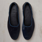 George Cortina For Anderson & Sheppard Plain Pony Hair Slippers In Navy