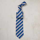 Striped Silk Woven Tie In And Silver