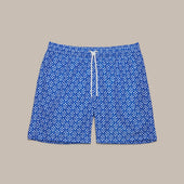 Tile Print Swimming Shorts In Blue