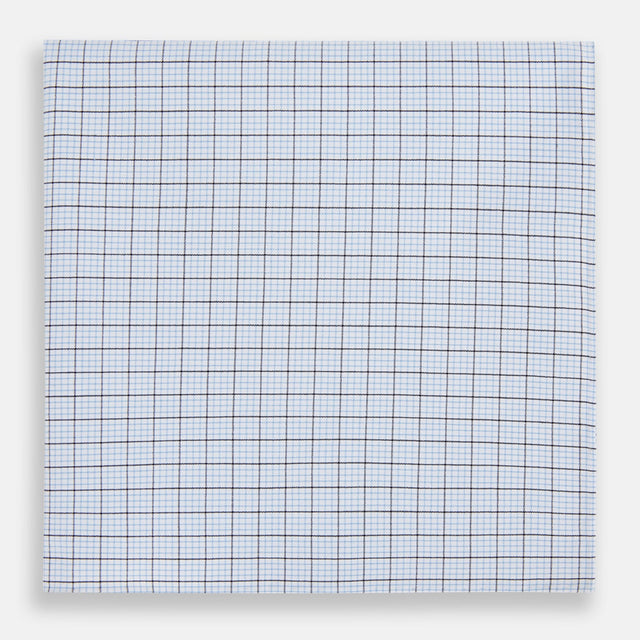 Hand Rolled Blue Multi Graph Check Handkerchief