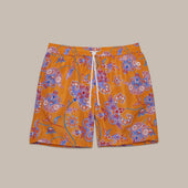 Paisley Print Swimming Shorts In Orange
