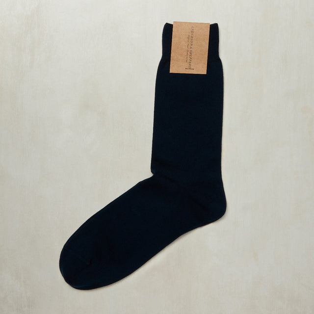 Plain Cotton Socks In Navy