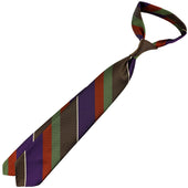 Japanese Repp Stripe Silk Tie Brown Olive Eggplant