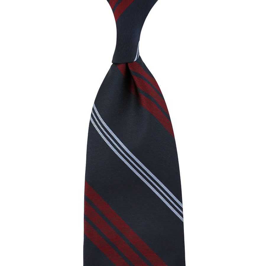 Repp Stripe Silk Tie Navy Burgundy