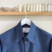 Blue Chambray Linen Sawtooth Western Shirt