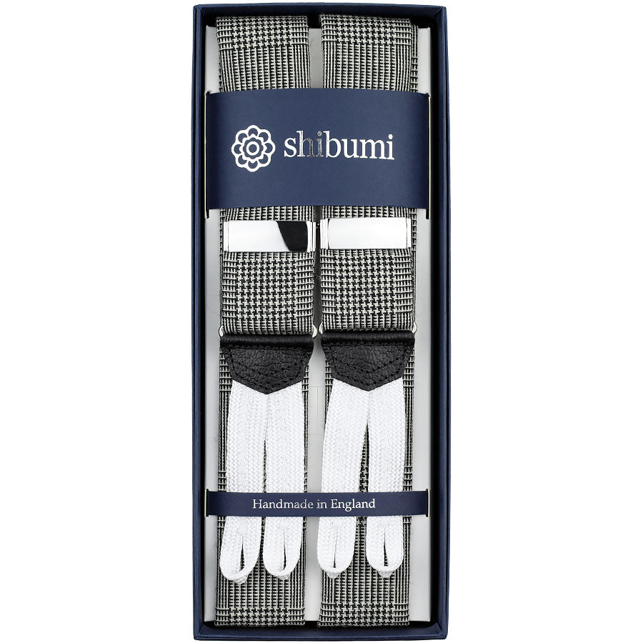 Hardy Minnis Glencheck Wool Braces Black