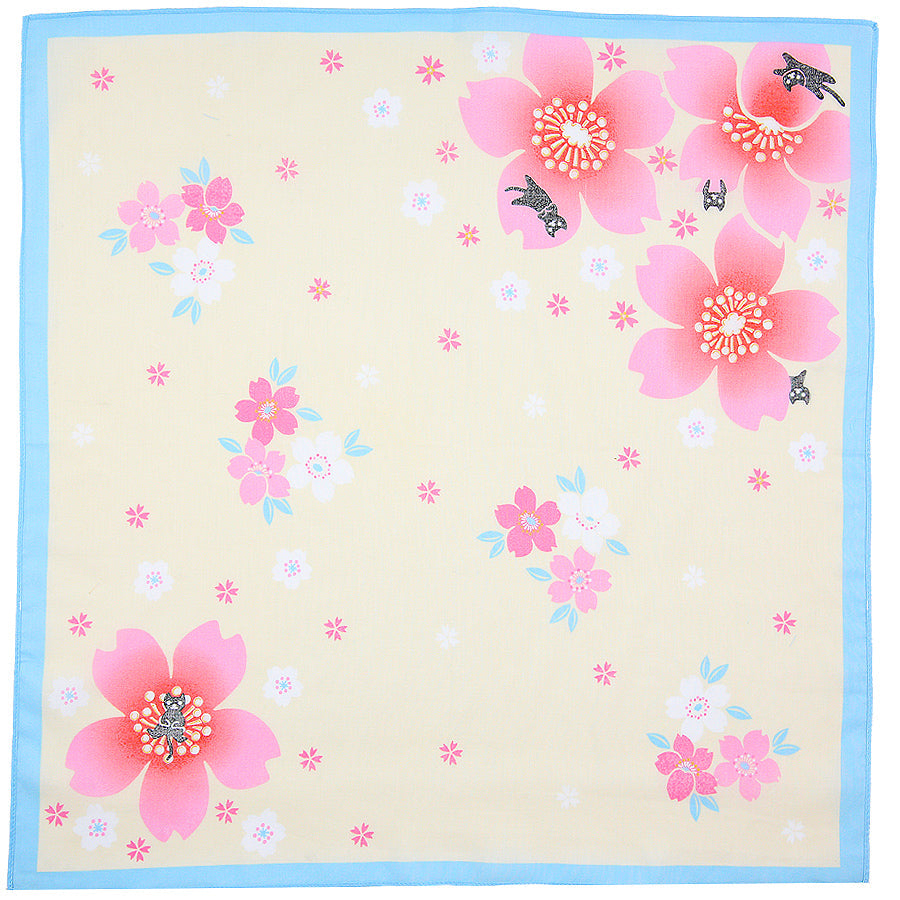 Floral Motif Cotton Handkerchief Beige