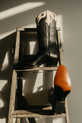 Black and Bone Calfskin Western Boots