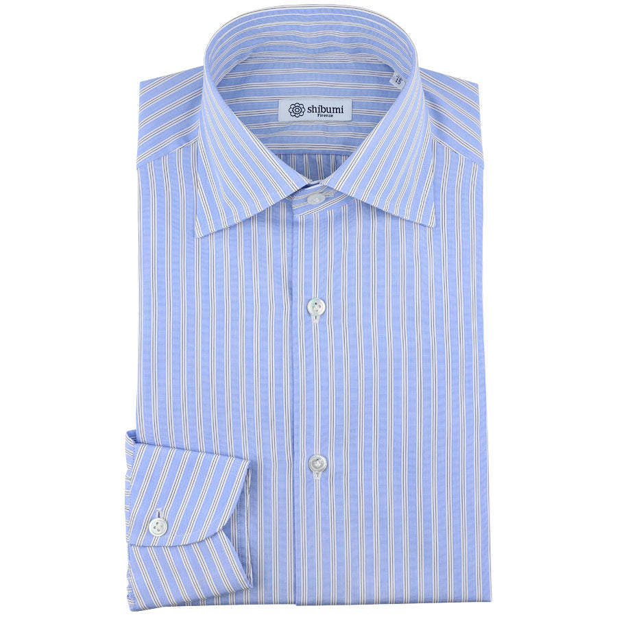 Poplin Semi Spread Shirt Sky Halo Stripe