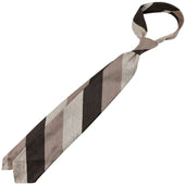 Triple Block Stripe Soft Shantung Silk Tie Brown Beige