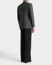 Veste Droite En Serg De Laine Et Mohair 2 Ply Chevrons Noir Et Gris