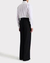 Chemise Col Large Boutonn En Pinpoint De Coton Blanche