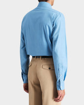 Chemise Col Large En Chambray De Coton Bleue