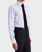 Chemise Col Large En Popeline De Coton Bleu Clair Rayures
