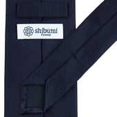 Plain Repp Silk Tie Midnight Hand Rolled