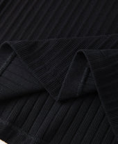 1950s Ribbed Cotton-Spandex Blend T-Shirt - Black