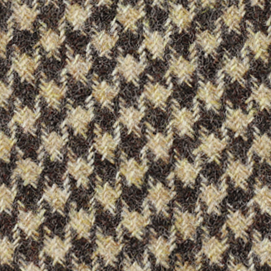 Abraham Moon Houndstooth Bespoke Wool Tie Brown Beige