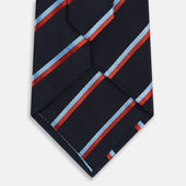 Red And Blue Stripe Silk Blend Tie