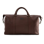 Caballero large travel bag - brown leather with navy stitching
