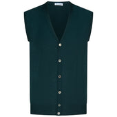 Merino Wool Sleeveless Cardigan - Forest
